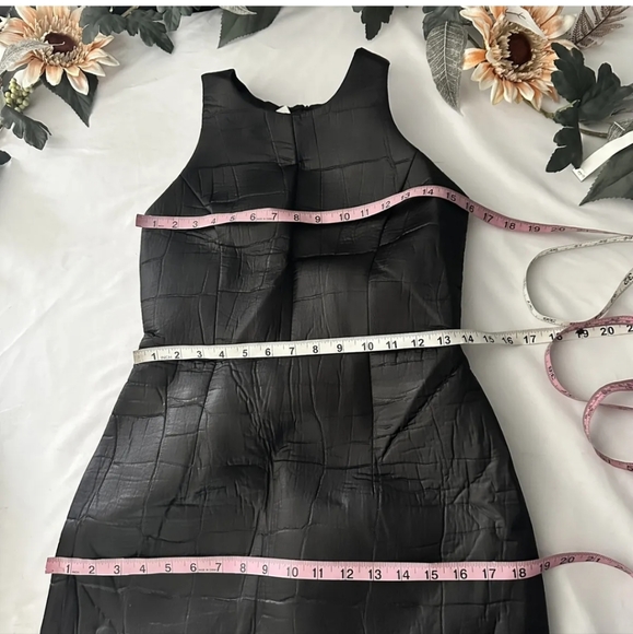 MILLY Croc Embossed Neoprene Racerback Dress in Black - Picture 11 of 14